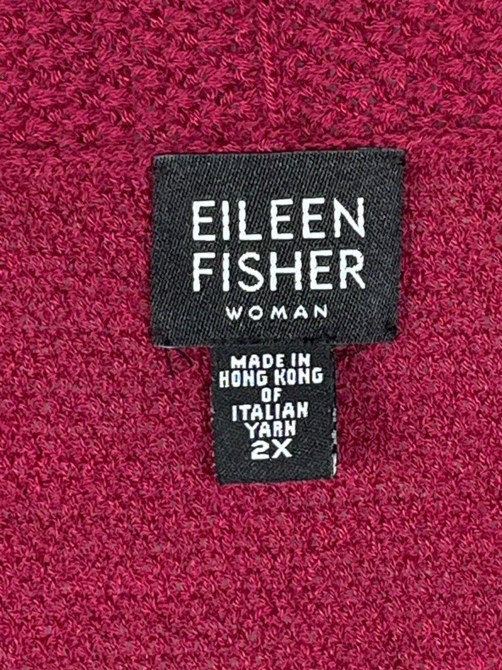 Eileen Fisher Woman 2X 100% Wool Italian Yarn Open Front Cardigan Berry - Picture 9 of 10